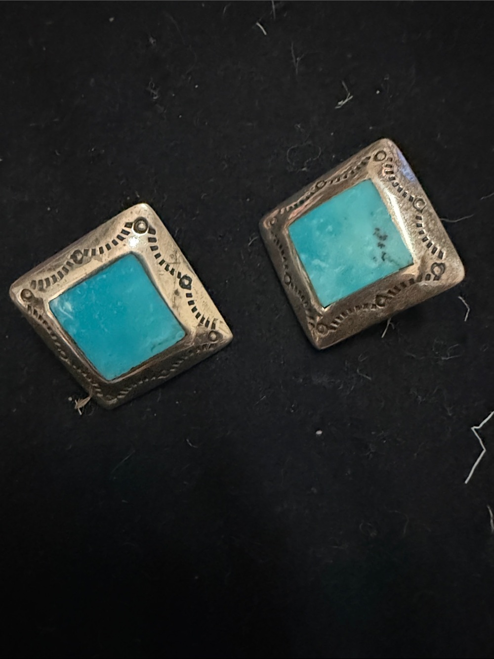 Source Unknown Turquoise Square Silver-Accent Stud Earrings
